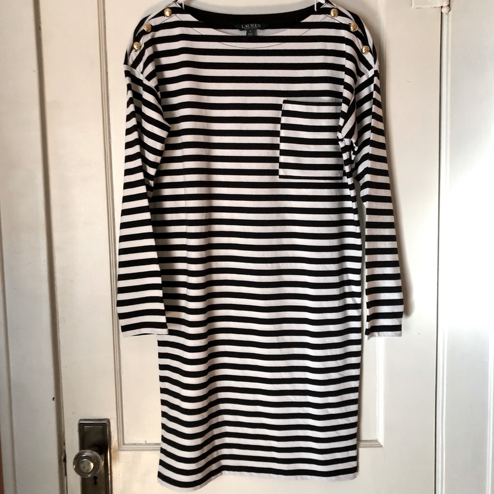 Ralph Lauren Black & White stripped dress, size M